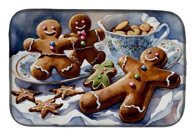 Christmas Gingerbread Dish Drying Mat Absorbent Dish Drying Mat Pad for Kitchen Counter Dish Drainer Mat for Countertop, 14 x 21", Multicolor