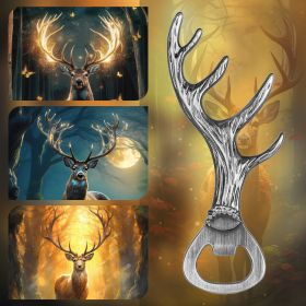 Deer Antler Bottle Opener Is A Small Tool Suitable For Various Parties And Gatherings Used To Open Beer, Wine, Juice, For Bars, Restaurants, Part (Option: Dark Silver KPQ0806)
