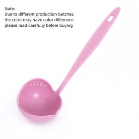 1pc Long Handle Soup Spoon With Filter Strainer - Multi-Functional 2 In 1 Cooking Colander And Kitchen Tool For Easy Soup Preparation And Straini (Color: pink)