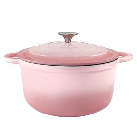 Dutch Oven,Dutch Oven Pot with Lid,4.5 QT Enamel Dutch Ovens with Dual Handles,Cast Iron Pot for Braiser,Cooking,Gifts for Family (Color: pink)