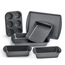 6 Piece Non-Stick Bakeware Sets, Easy for Release and Clean up, Carbon Steel (Color: Gray)